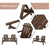 Outsunny 2-Seat Wooden Adirondack Chair, Patio Bench with Table, Outdoor Loveseat Fire Pit Chair for Porch, Backyard, Deck, Carbonized