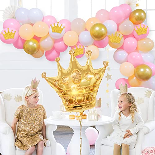 K Kumeed Princess Balloons Arch Kit,Little Princess Pink And Gold Balloon Garland Crown Foil Balloons For Girls Princess Theme Party Baby Shower Birthday Party #TOP5