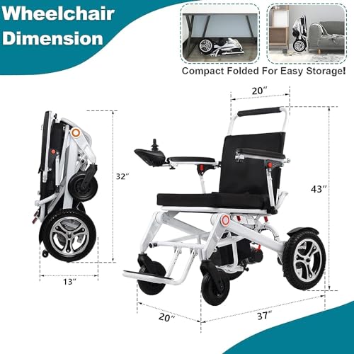 2023 16AH Battery Electric Wheelchairs for Adults, Folding Electric Wheelchairs, 20Miles Travel Range,Foldable Electric Wheelchairs for 300 pounds, All Terrain Wheelchair - Thumbnail 3