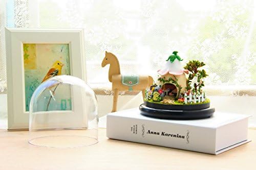 lemogo DIY Assembled Mini Miniature Scene Plastic Cover Green Garden LED Light & Music box