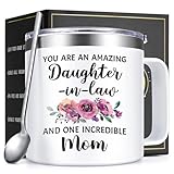 Lifecapido Daughter in Law Gifts from Mother in Law, 14oz Insulated Coffee Mug, Birthday Christmas Mothers Day Gifts for Daughter in Law, Cream