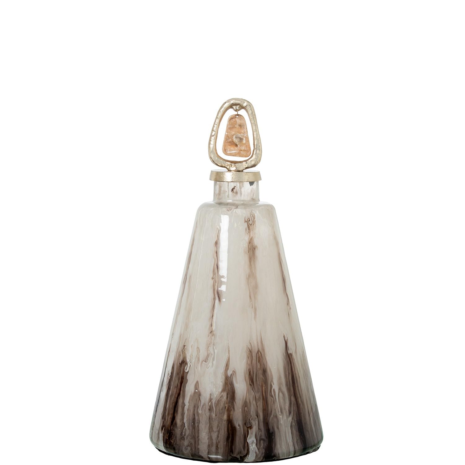 Tibor en verre DRW avec bouchon marbré blanc et doré un grand vase luxueux pour salon chic