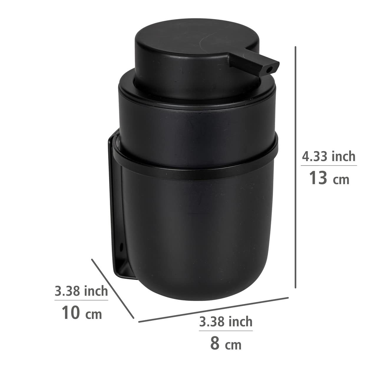 WENKO Turbo-Loc Dozownik mydła Carpino, z wysokiej jakości tworzywa sztucznego, do mocowania bez wiercenia na gładkich powierzchniach, do 250 ml mydła w płynie, uchwyt ścienny z metalu, czarny