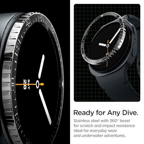 Image of Spigen Bezel Tune (Diver) for Samsung Galaxy Watch 8 (44mm) Bezel Ring Protector Adhesive Cover (2025) - Black