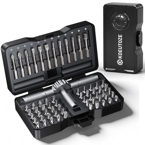 Koeutoze 66-in-1 Ratschenschraubendreher Set, Magnetic Screwdriver Set mit 62 S2-Bits, Abnehmbarem Ratschengriff, Feinmechaniker Werkzeug Satz für Möbel, Fahrrad, PC-Reparatur, Kompakt & Tragbar