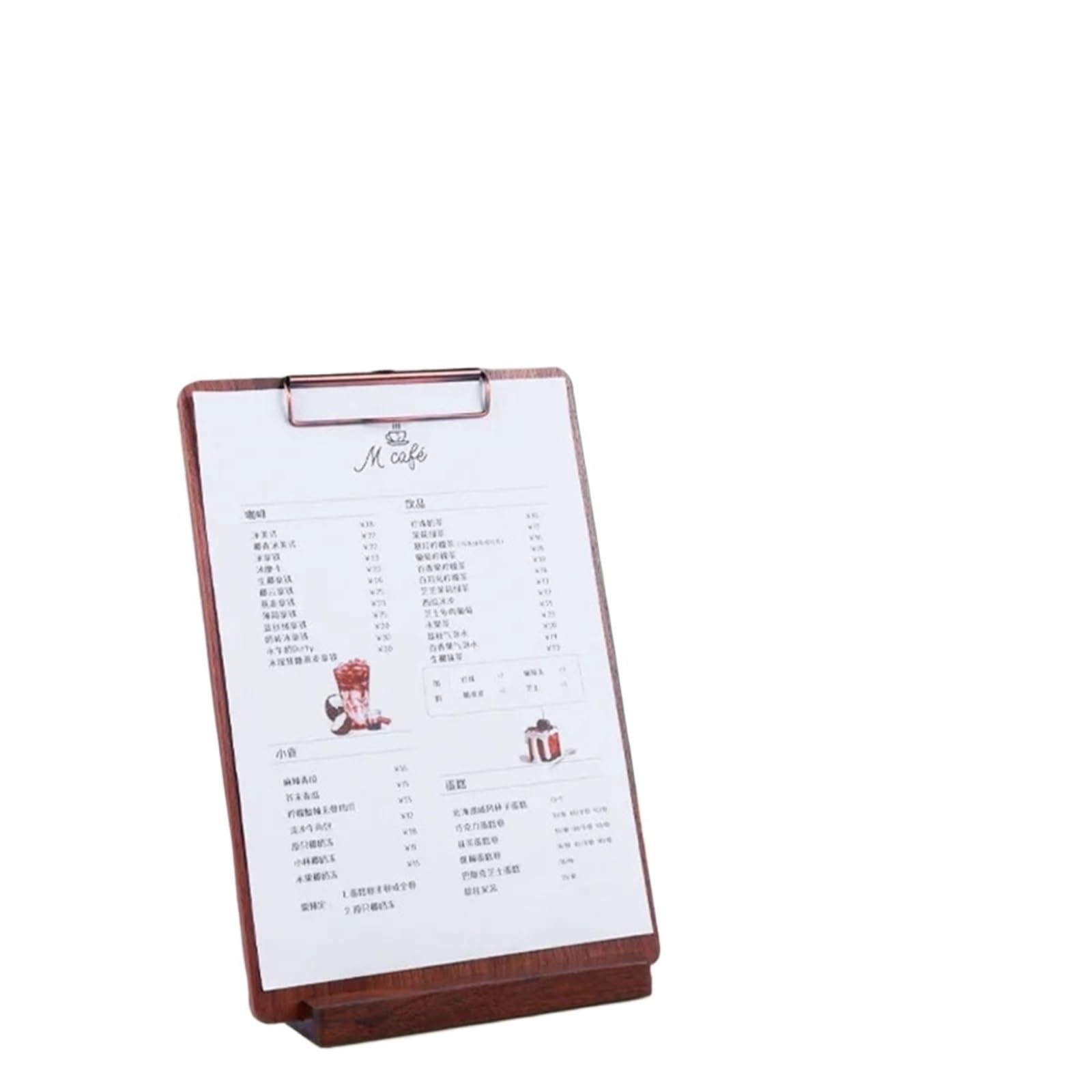 Portapapeles Carpeta de menú exhibición restaurante madera maciza 2 piezas | Portapapeles de tablero de copia de archivo de pedido de barra A4 con almacenamiento(23x16cmA5)