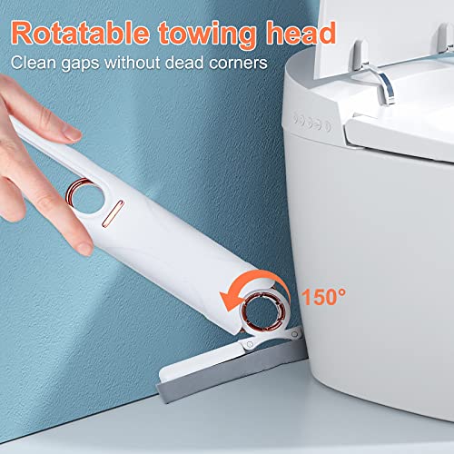 Fragraty Portable Mini Mop Self-Squeeze Desktop Sponge Mop, Hand Wash-Free Absorbent Mops With 2 Replacement Heads, Wet & Dry Small Mop, Household Bathroom Desktop Glass Cleaning Tools, White #TOP2