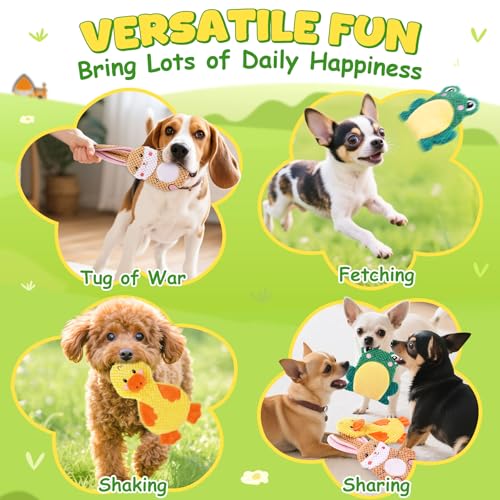 Image of XIUGOAL Dog Toys to Keep Them Busy, 3 Pack No Stuffing Interactive Dog Toys with Crinkle, Squeaky Puppy Chew Toys for Small, Medium Breeds