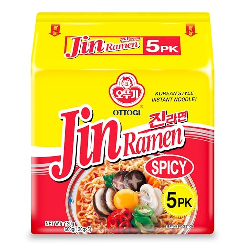 OTTOGI Jin Ramen SPICY Korean Instant Ramyun Noodles 120g (Pack of 5)