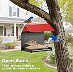 FANHAO Metal Bird Feeder pour l'extérieur, la suspension & Feeder mural d'oiseaux sauvages avec perche et le mesh de drainage, plate-forme de suspension imperméable Bird House pour attirer les oiseaux, facile à nettoyer & Recharge