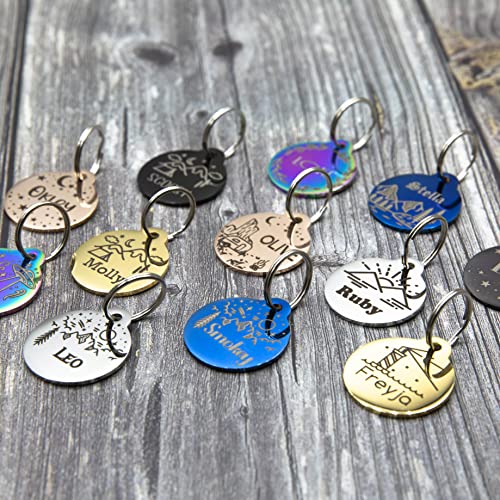 Personalized Dog Tag with 5 Lines of Custom Deep Engraved Durable Stainless Steel Pet ID Name Tag Designer Regular Size Round