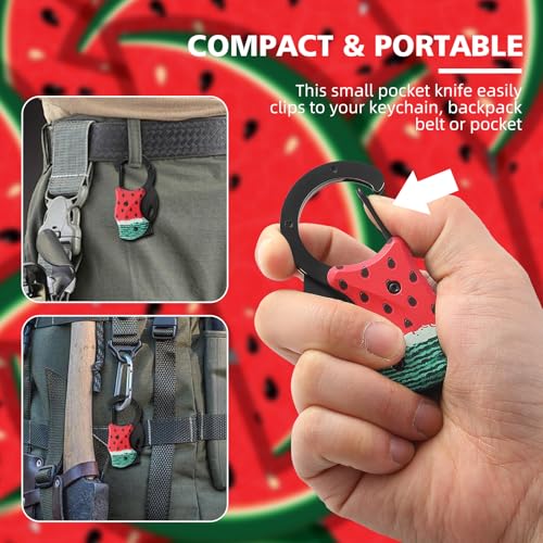 Image of Small Pocket Knife for Women Men,Cute Folding Knife Box Cutter,Mini EDC Knives for Everyday Carry,Folding Utility Knife with Unique Watermelon Design,Ideal Gifts for Men and Women