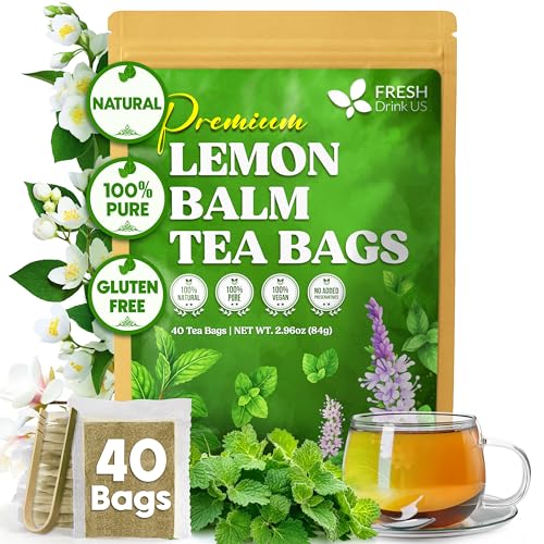 Image of FreshDrinkUS, Lemon Balm Tea Bags | 40 Count |100% Pure Melissa officinalis - Naturally Herbal Tea | Caffeine-Free, Premium Quality, Refreshing Flavor, Sustainably Sourced