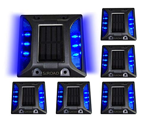 Lot de 6 lampes solaires à DEL bleues IP68 pour balisage de quai et terrasse