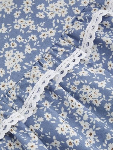 CIDER Skirts for Women Floral Printed Maxi Skirt Bohemian Flowy Mid Waist Ruffle Long Skirt Pull On Closure4