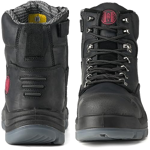 Work Boots for Men, Composite Toe, YKK Zipper, 6 inch, Non-Slip Safety Crazy Horse Leather Shoes, Static Dissipative, Breathable (81N07)3