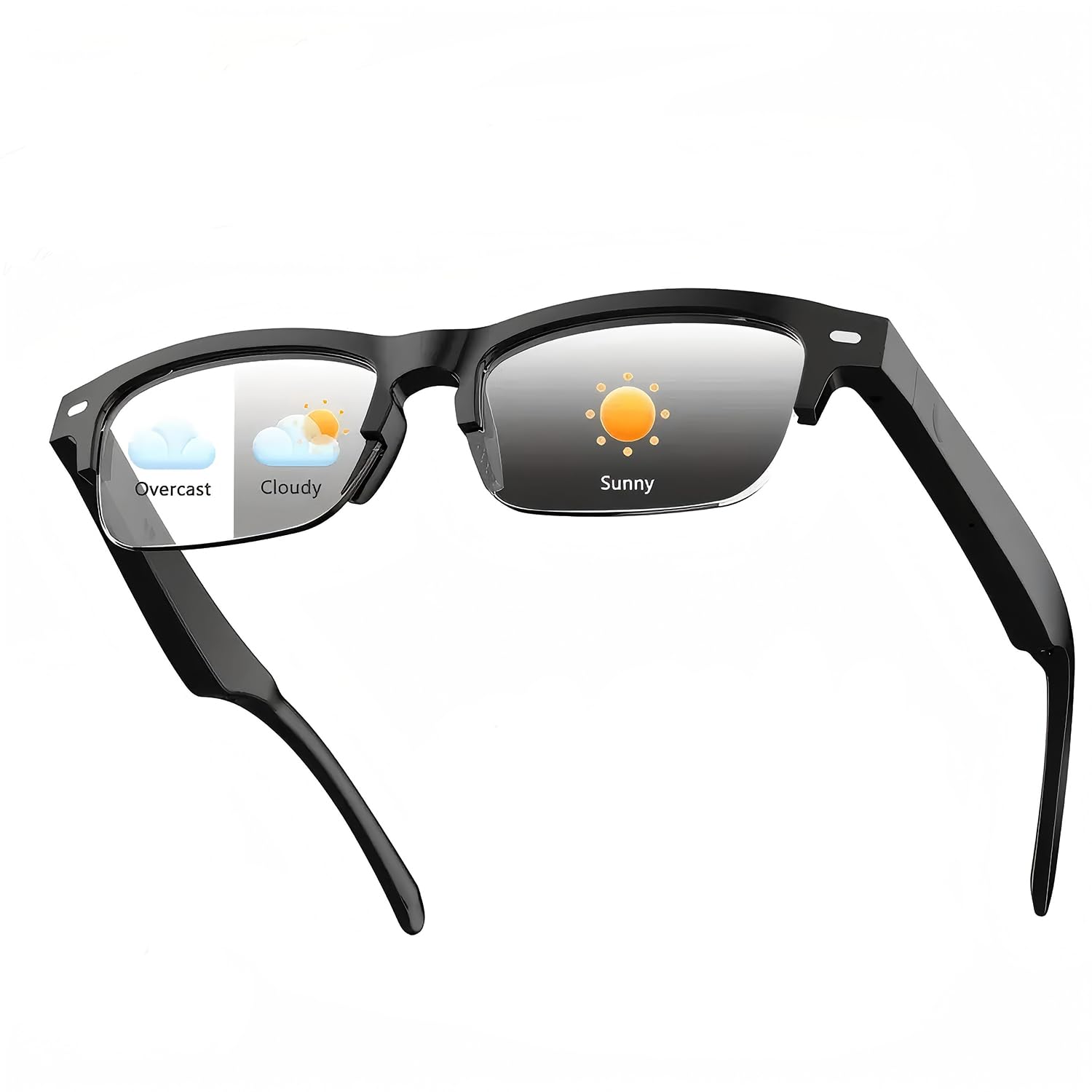 Smart Bluetooth Glasses with Open-Ear Speakers Photochromic Polarized Lenses Built-in Mic IPX4 Water Resistance Voice Assistant Enabled