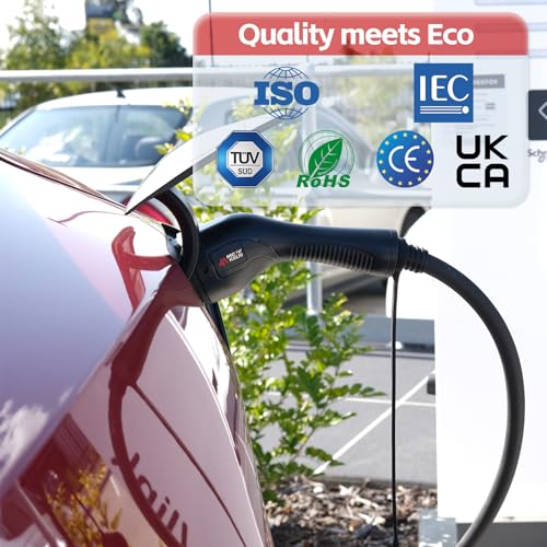 MCEVKELN EV Cabo de Carregamento Tipo 2 22kW | 32A| 3 fases| 5M Carregador EV Tipo 2 para Carros Elé