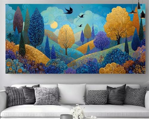 Peinture diamant 5D forêt pour salon relaxant : grand format de broderie 70x140
