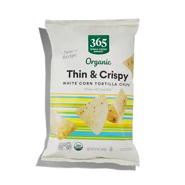 Organic White Corn Tortilla Chips Thin and Crispy, 12 Ounce Shipped