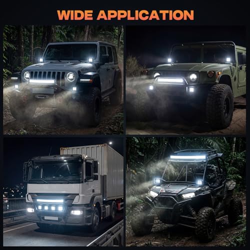 LED Light Bar Kits for Truck - 22 Inch 390W Led Light Bar, 4 Inch Led Pod Lights 12V 24V Off-Road Driving Work Lights for ATV Tractor Pickup Cart with 3-Lead Wiring Harness by WINBANG - Image 6