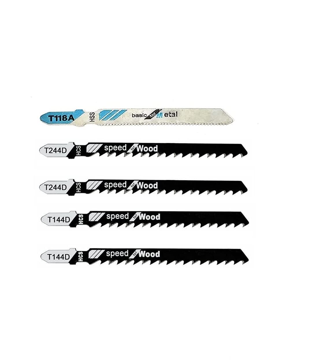 AASONS Assorted T-Shank Jig Saw Blade Set Fit For Any Make Jigsaw Machine, Metal, Wood, Plastic, Etc (JBS5001)