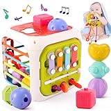 AOLEVA 7 in 1 Montessori Juguetes Niños 6 12 18 Meses Cubo de Actividades Clasificador de Formas Cubo de Habilidades Motoras Juguetes Sensoriales Educativos para Bebe 1 2 3 Años