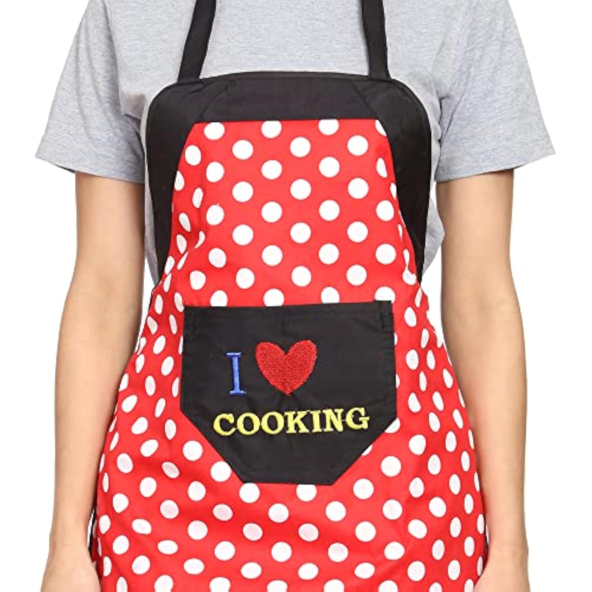 Women's Polka Dot Waterproof Kitchen Apron with Pockets
