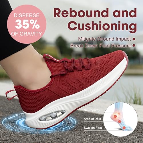 Image of Wide Toe Box Shoes Women Extra Wide Width Sneakers Air Cushion Road Running Shoes Ultra Light Tennis Gym Workout Training Shoes Breathable Walking Shoes with Arch Support