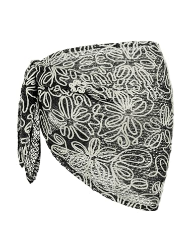 Image of ZAFUL Women's Sarong Coverups Bathing Suit Cover Up Mini Skirt | Textured Mesh, Scalloped Hem,Multiway Cover Up, One Piece Style, Triangle Bikini Cover Up Mini Skirt,One Size