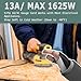 FNXPOW Indoor Outdoor Extension Cord 10 FT Waterproof, 16/3 Gauge Heavy Duty Gray Extension Cords, 13A 1625W SJTW Extension Cord with 3 Prong Grounded Plug, Great for Tools, Lights, UL Listed.