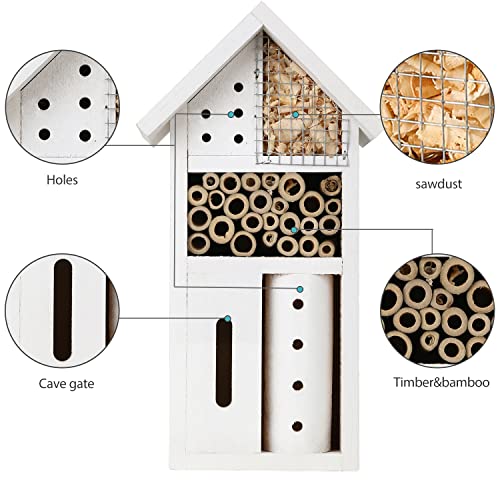 Antiai Wooden Insect House, Hanging Insect Hotel For Bee, Butterfly, Ladybirds, Beneficial Insect Habitat, Bug Hotel Garden，10.2 X 3.2X 5.5 Inch #TOP3
