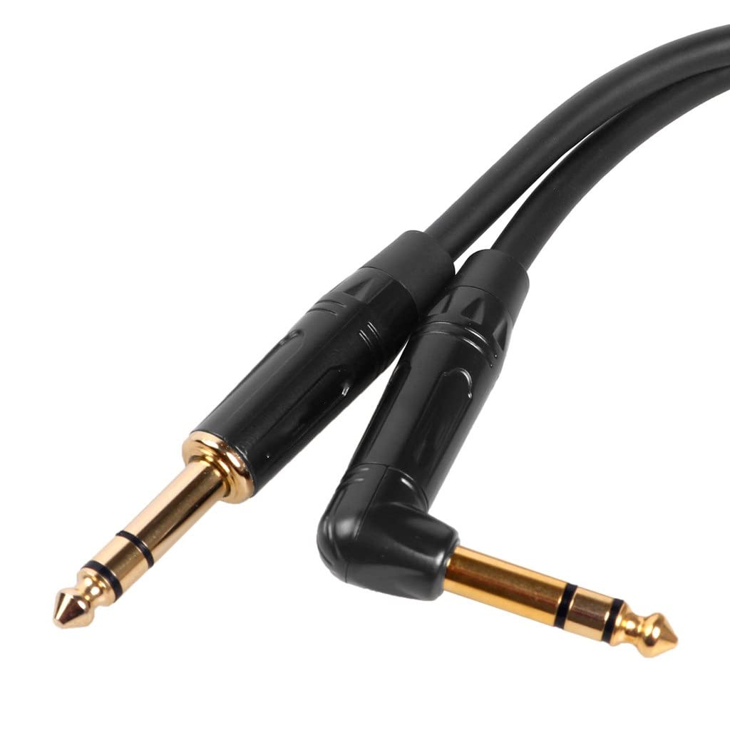 Jack 6.35mm to Stereo Audio Balanced Cord 1/4'' Straight Right Angle Speaker Amp Cable Guitar Keyboard