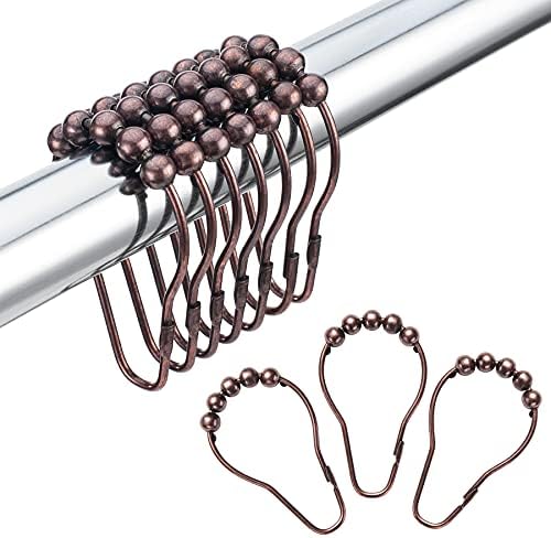 Amazer Shower Curtain Hooks Rings, Bronze Shower Curtain Rings, Stainless Steel Rust-Resistant Shower Rings for Curtains-Set of 12