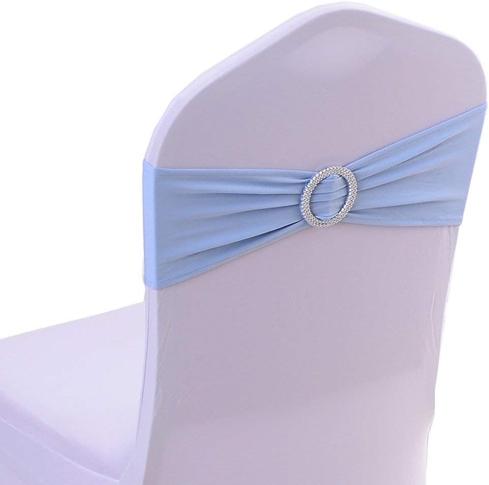 Joe&Lory 10 Pcs Stretch Spandex Chair Sashes Bands with Buckle Slider Sashes Bowfor Wedding Party Decoration Soft Sashes (Baby Blue): Home & Kitchen