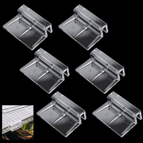 6 Pack Acrylic Aquarium Lid Clips, Clear Fish Tank Cover Holders for 5-6mm Glass, Rimless Tank Support Clamps for Fish Tanks, Prevent Fishes from Jumping Out