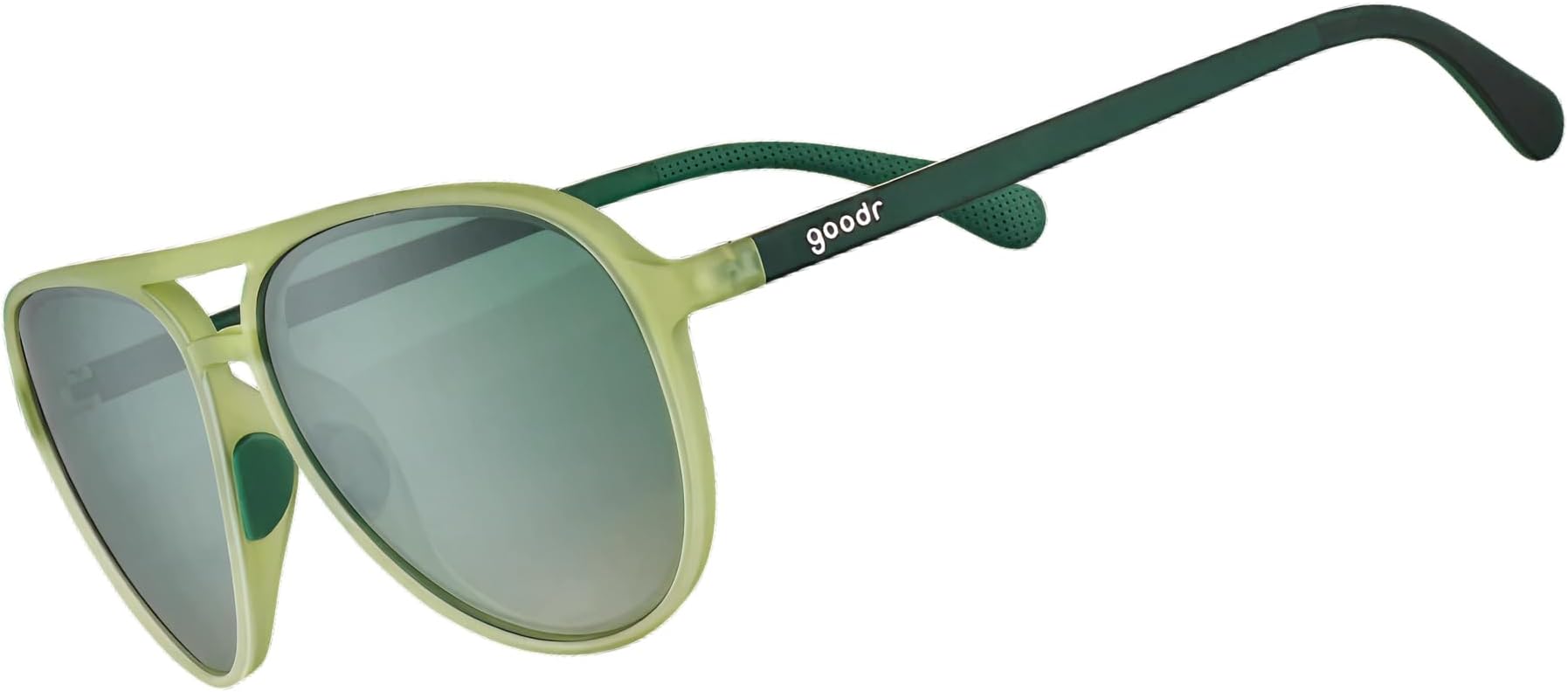 Buzzed On The Tower Polarized Aviator Sunglasses , Large Sized (Mach G), Green Solid Frames with Green Gradient Lens, Dark to Light Tint, UV400 Protection, No Slip, No Bounce