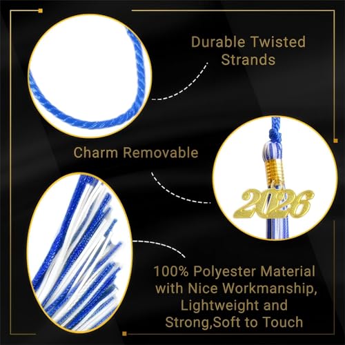 Image of Blue and White Graduation Tassel 2026 for Grad Cap and Graduation Ceremony Accessory Decoration