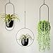 RISEON Boho Black Metal Plant Hanger,Metal Wall and Ceiling Hanging Planter, Modern Planter, Mid Century Flower Pot Plant Holder, Minimalist Planter for Indoor Outdoor Home Decor