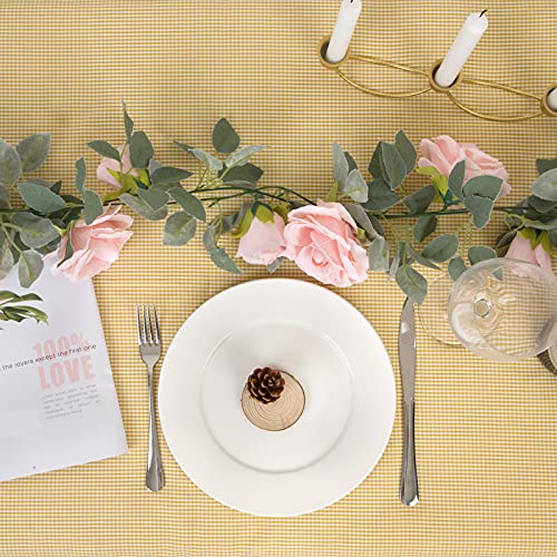 Teldrassil 4Pcs(26 Ft) Artificial Rose Vine Fake Flower Garland Fake Silk Rose Hanging Vine For Wedding Party Background Arch Garden Background Decoration (Pink) #TOP2