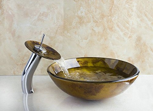 Art lavabo en verre de salle de bain Gowe et son mitigeur cascade haute résistance