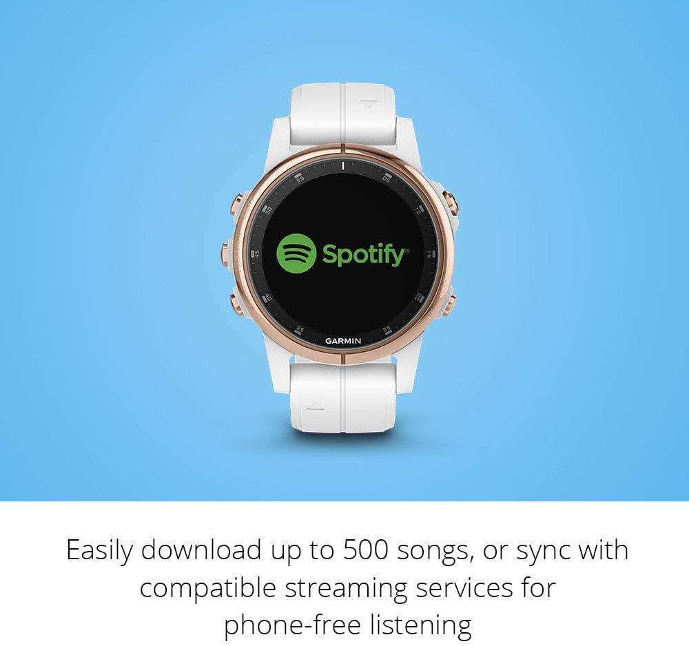 Garmin Fenix 5s Plus, Smaller-Sized Multisport GPS Smartwatch, Features Color TOPO Maps, Heart Rate Monitoring, Music and Garmin Pay, White/Rose Gold (Renewed)