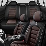 CVQAZ Car Seat Covers for Toyota Land Cruiser 2000-2024 Durable Leather Seat Cover Waterproof Seat Covers All Weather Car Seat Automotive Seat Protector(5 Seats,Black&Coffee-Standard)