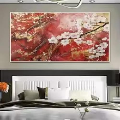 Toile fleurs rouges décoration salon moderne et chaleureux