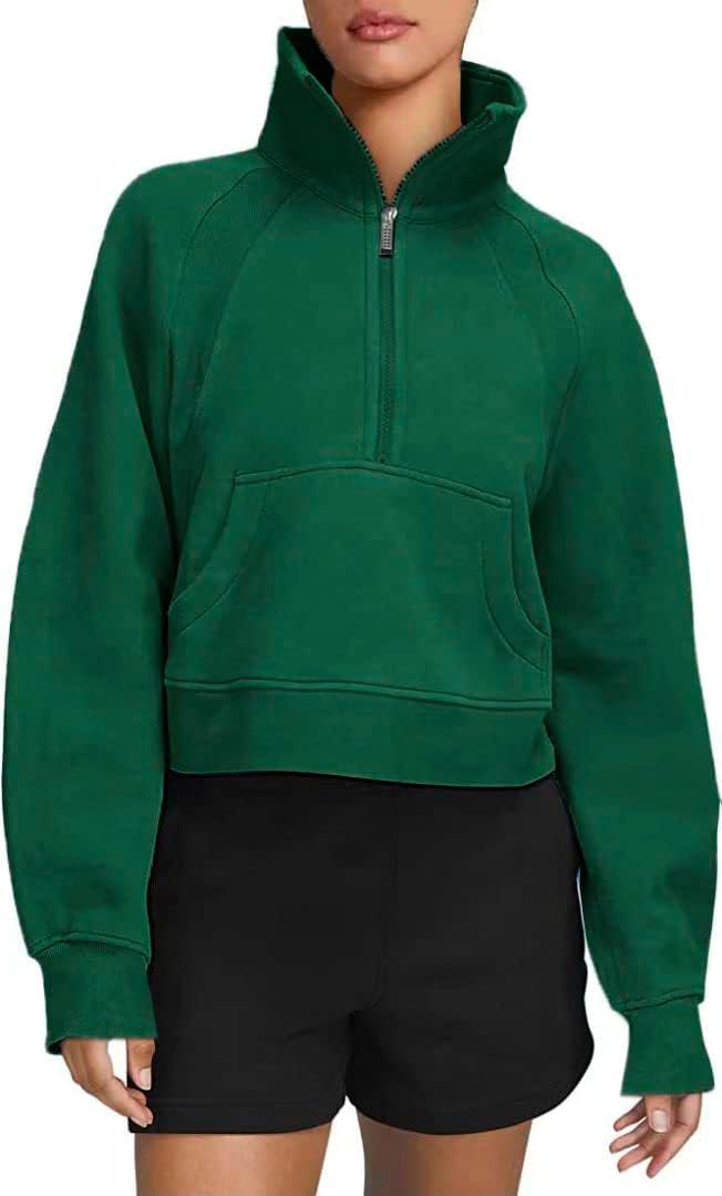 SWEET POISON Women’s Long Sleeve Crop Sweatshirt with Half Zipper – Perfect for Workouts
