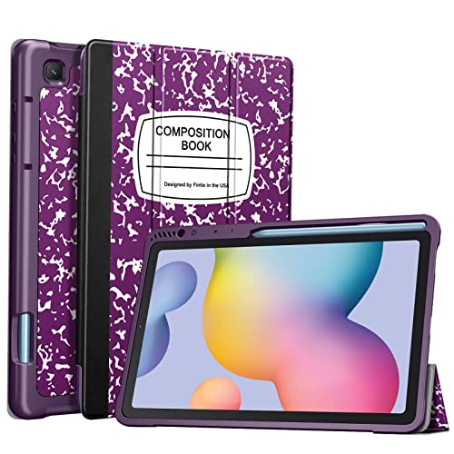 Fintie Slim Case for Samsung Galaxy Tab S6 Lite 10.4 Inch 2024/2022/2020 with Built-in S Pen Holder, Soft TPU Smart Stand Back Cover Auto Wake/Sleep, Composition Purple