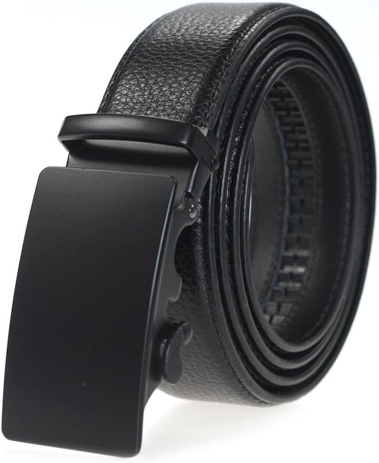 GenericMens Belts Luxury Genuines Leather High Grade Automatic Belt Alloy Buckle Casual Cowather Belt Business Vintage Design (Black, 110cm)