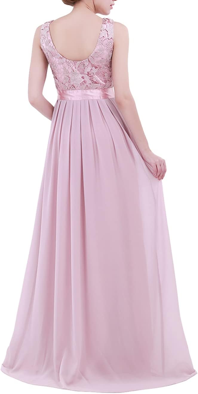 Hularka Women's Floral Lace Chiffon Embroidered Wedding Bridesmaid Long Dress Evening Prom Gowns