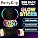 Party City 300 Glow Sticks Bulk Party Pack 8”– Neon Glow in the Dark Party Supplies, Glowsticks with Connectors Bracelets & Necklaces, Light Up Favors for Kids, Adults, Birthdays, Parties, Decorations
