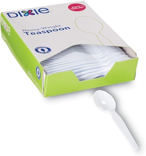 Cubiertos de plástico, cucharaditas de peso pesado, blanco, 100/caja